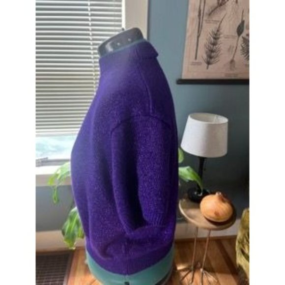 Vintage 80s Purple Glitter Pullover Short-Sleeve Stretchy Sparkly Sweater - Picture 6 of 6